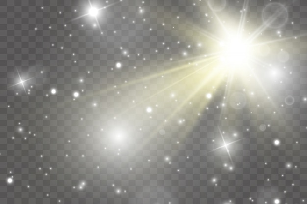 Efecto de luz resplandor. Estrella estalló con destellos.