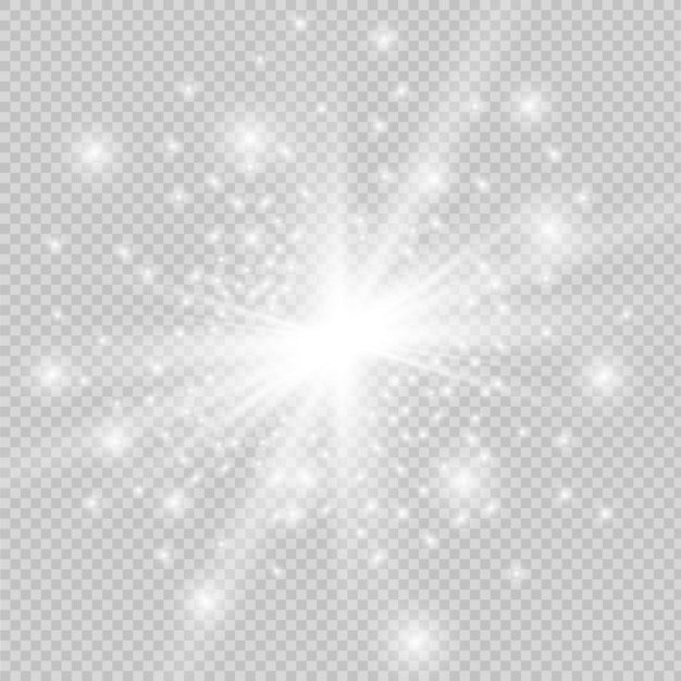Efecto de luz resplandor. Estrella estalló con destellos.
