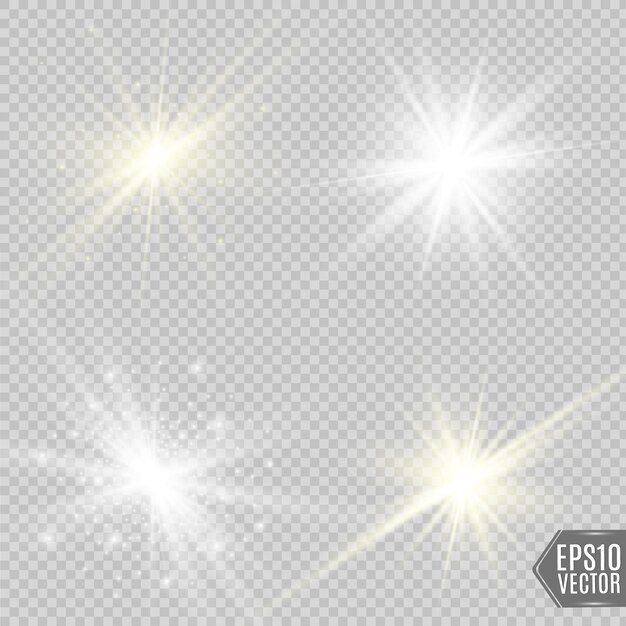 Efecto de luz resplandor. Estrella estalló con destellos.