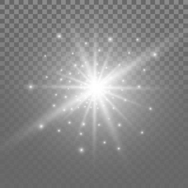 Efecto de luz resplandor. Estrella estalló con destellos.