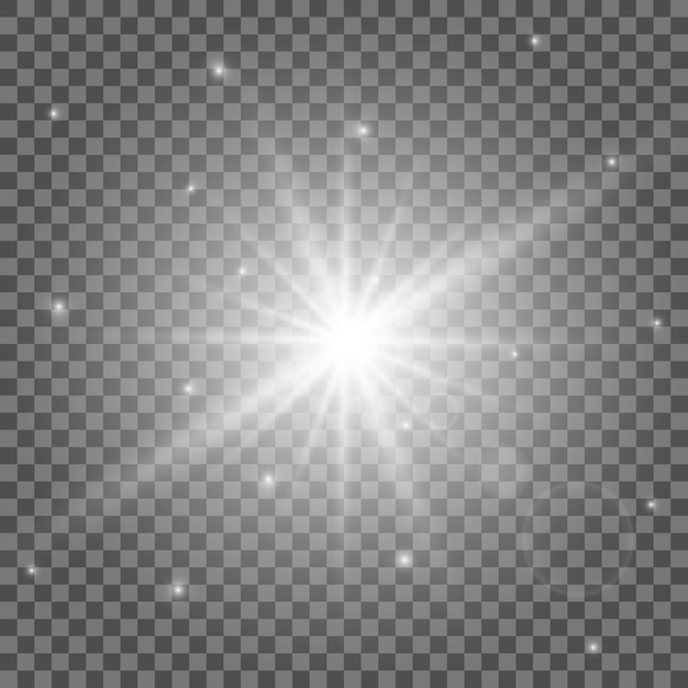 Efecto de luz resplandor. Estrella estalló con destellos.