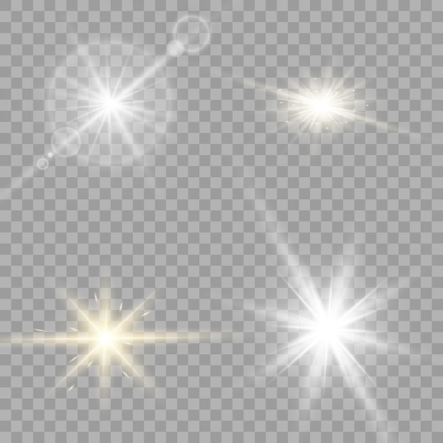Efecto de luz resplandor. Estrella estalló con destellos.