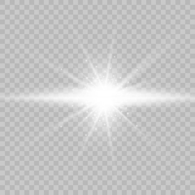 Efecto de luz resplandor. Estrella estalló con destellos.