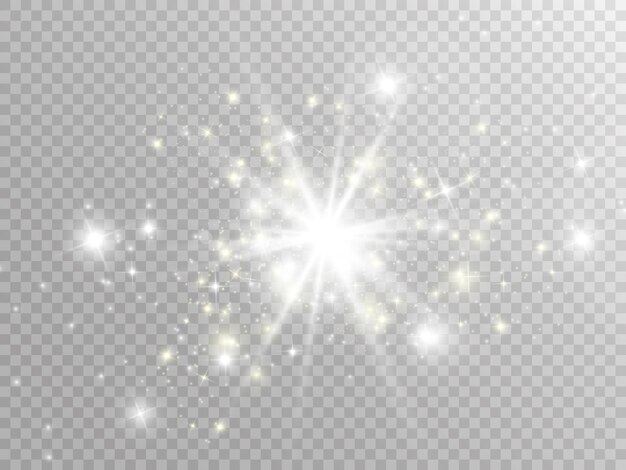 Efecto de luz resplandor. Estrella estalló con destellos.