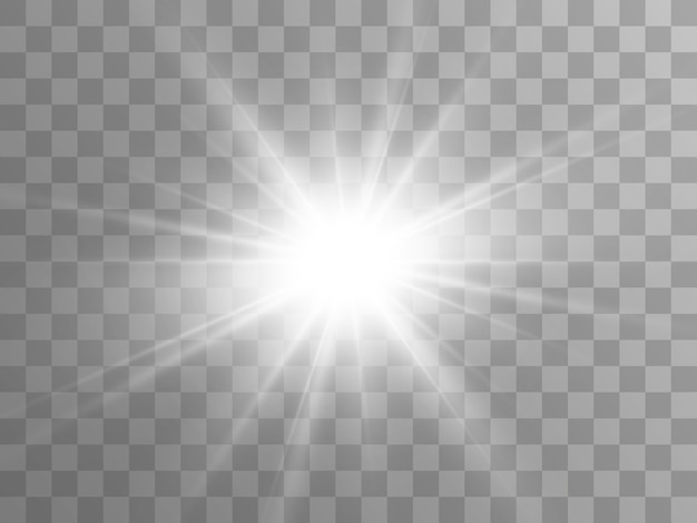 Efecto de luz resplandor. Estrella estalló con destellos.