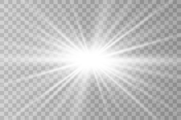 Efecto de luz resplandor. Estrella estalló con destellos.