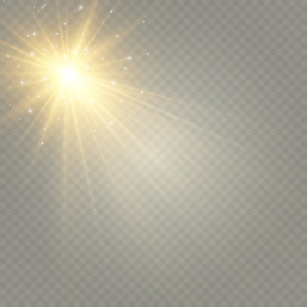 Efecto de luz resplandor. Estrella estalló con destellos.