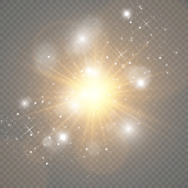 Efecto de luz resplandor. Estrella estalló con destellos.