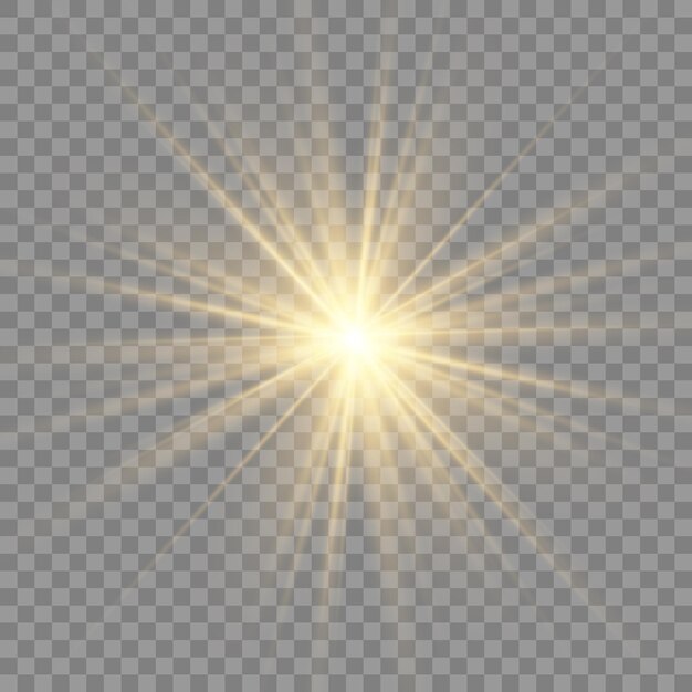 Efecto de luz resplandor. Estrella estalló con destellos.