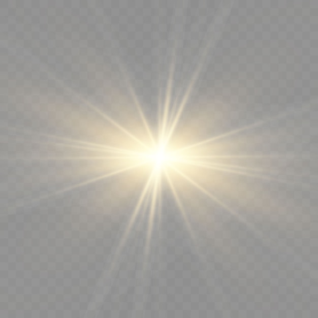 Efecto de luz resplandor. Estrella estalló con destellos.