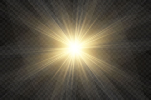 Efecto de luz resplandor. Estrella estalló con destellos.