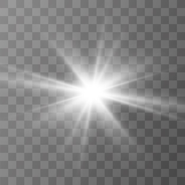 Efecto de luz resplandor. La estrella explotó en destellos. ilustración