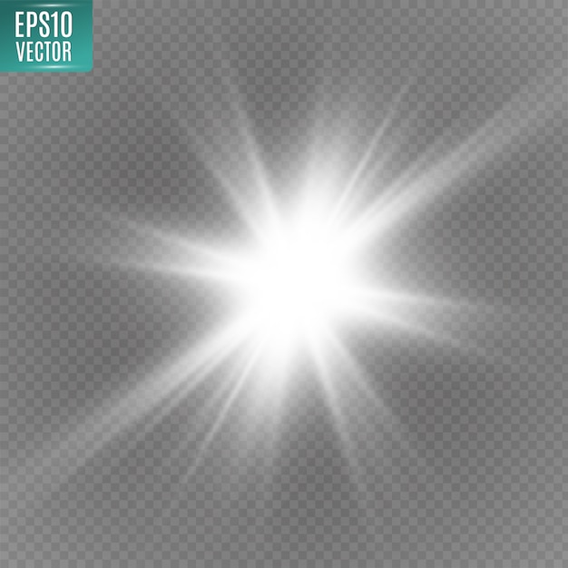 Efecto de luz resplandor. La estrella explotó en destellos. ilustración