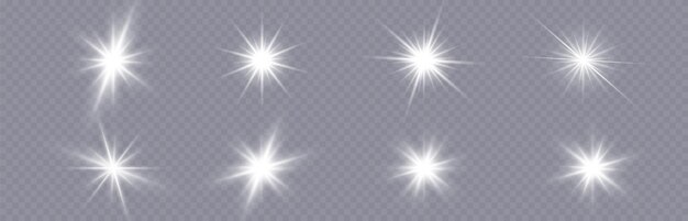 Efecto de luz de resplandor de estrella. Partículas brillantes, brillo ligero. Estrellas