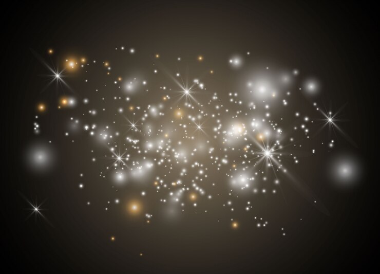 Vector efecto de luz resplandor estrellas. partículas de polvo mágico espumoso