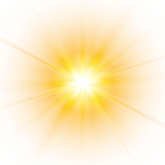Efecto de luz resplandor explosión brillo chispa sol flash ilustración vectorial