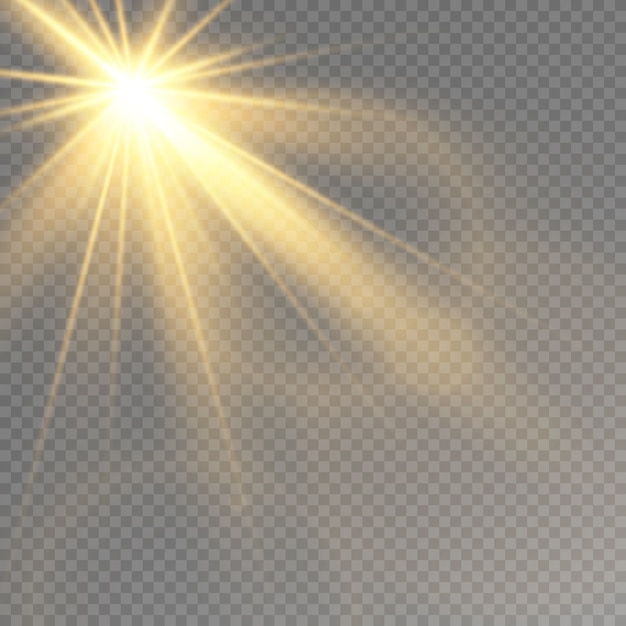 Efecto de luz resplandor. Explosión de estrellas con destellos o luz solar