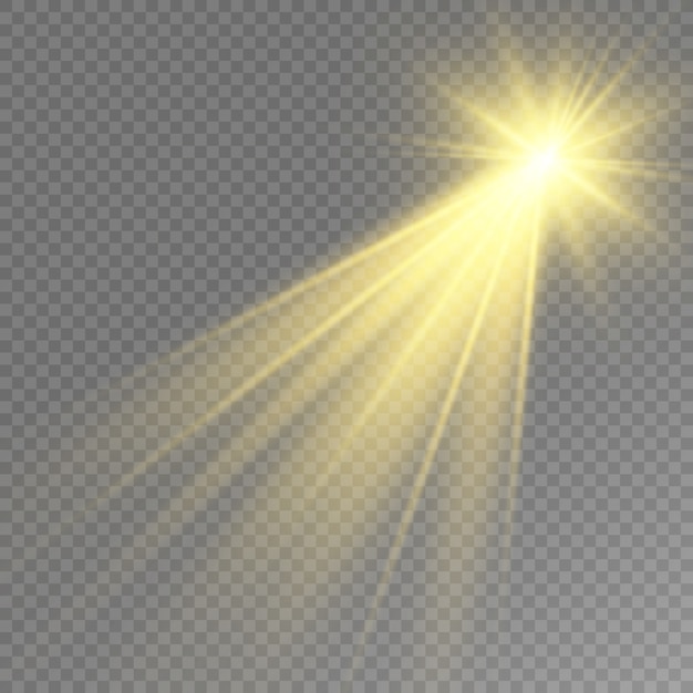 Efecto de luz resplandor. Explosión de estrellas con destellos o luz solar