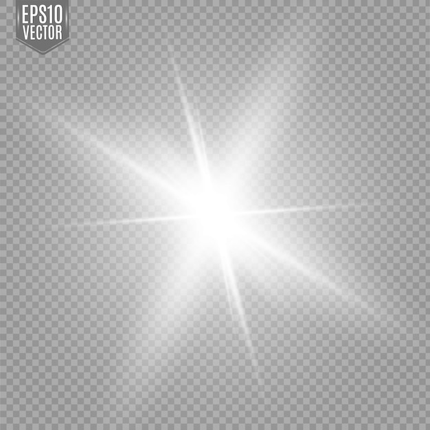 Efecto de luz resplandor. Explosión de estrellas, ilustración de luz solar