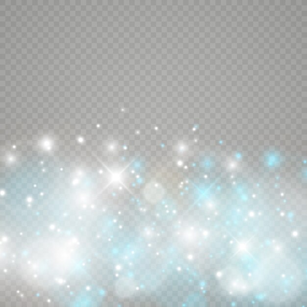 Efecto de luz resplandor. Polvo de estrellas con destellos.