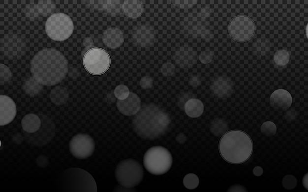 Efecto de luz. Resumen luces bokeh aislado sobre fondo transparente.