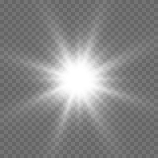 Efecto de luz solar azul vectorial Rayos solares brillantes