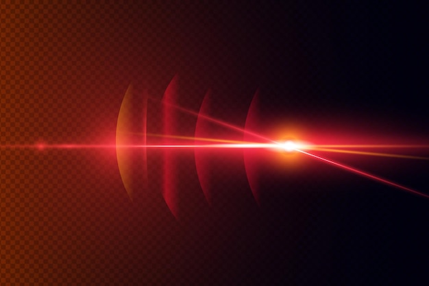 Efecto de luz solar brillante rojo con línea realista.