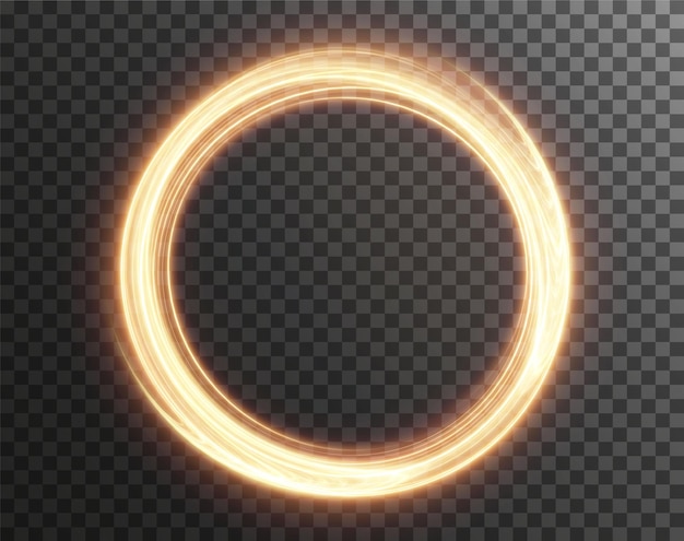 Efecto de luz Twirl Curve dorado claro de línea dorada Círculo dorado luminoso Pedistal dorado claro