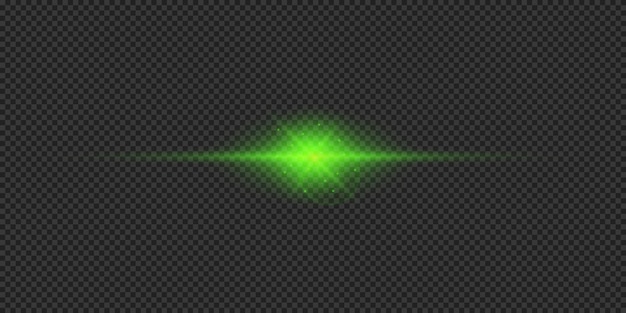 Vector efecto de luz verde horizontal de las llamaradas de las lentes