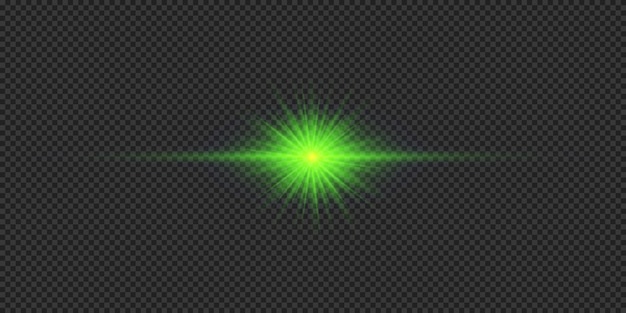 Efecto de luz verde horizontal de las llamaradas de las lentes
