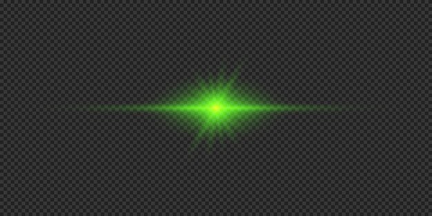 Efecto de luz verde horizontal de las llamaradas de las lentes