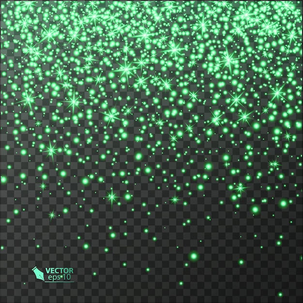Vector efecto de luz verde sobre fondo transparente, brillante