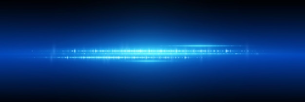El efecto mágico del resplandor de la luz y el destello de la línea de neón azul explosión