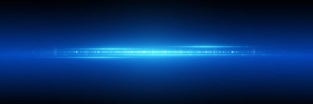 El efecto mágico del resplandor de la luz y el destello de la línea de neón azul explosión