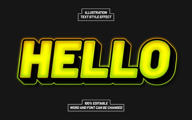 Efecto moderno de estilo de texto hello light