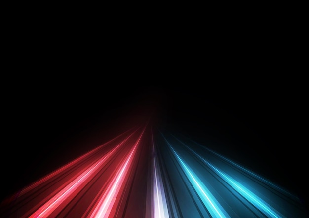 Efecto de movimiento de luz de alta velocidad abstracto moderno en la ilustración de vector de fondo negro