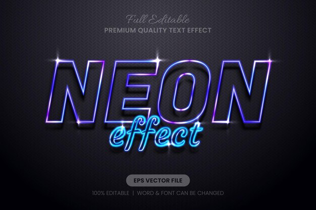 Efecto de neón Efecto de texto editable Estilo gráfico de fuente