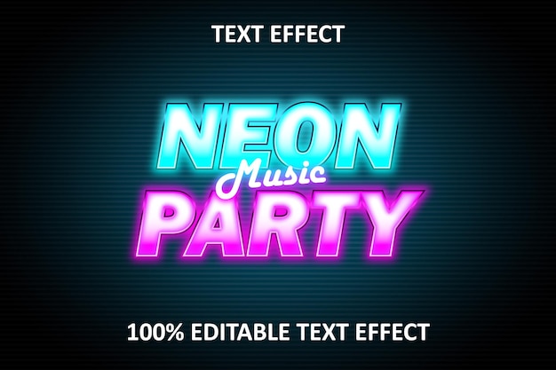 Efecto Neón Música Efecto Texto Editable Rosa Azul