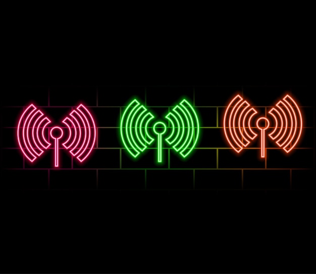 Efecto de neón de señal de wifi vectorial Efecto totalmente vectorial sin efectos rasterizados Color editable