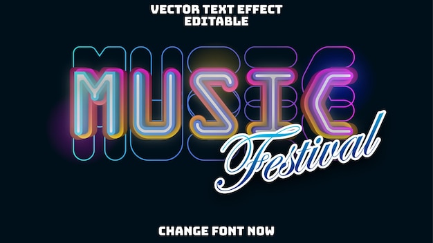 Vector efecto de neón de texto vectorial