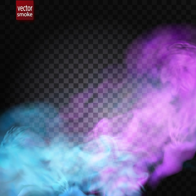 Vector efecto de niebla de nubes de humo colorido realista niebla aislada sobre fondo transparente vapor