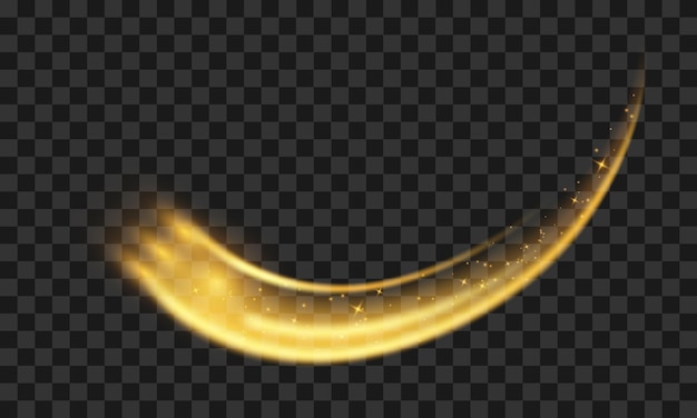 Efecto de onda de luz dorada vectorial sin fondo