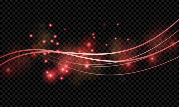 Efecto de onda de luz roja vectorial sin fondo