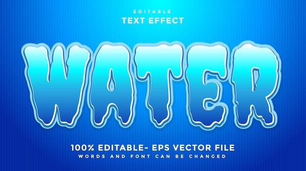 Efecto de plantilla de diseño de efecto de texto editable de agua guardado en estilo gráfico