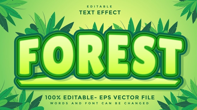 Efecto de plantilla de diseño de efecto de texto editable de bosque guardado en estilo gráfico