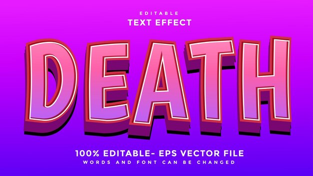 Efecto de plantilla de diseño de efecto de texto editable de muerte de palabra de degradado mínimo 3d guardado en estilo gráfico