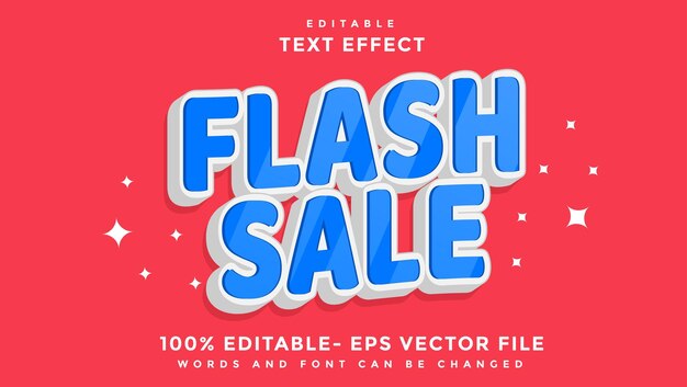 Efecto de plantilla de diseño de efecto de texto editable de venta flash de palabra azul mínimo 3d guardado en estilo gráfico