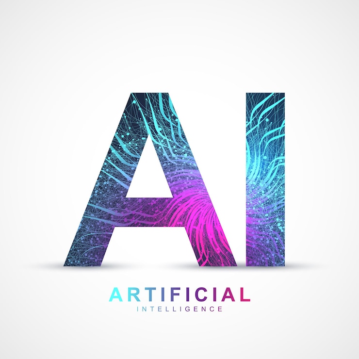 Vector efecto del plexo del logotipo de inteligencia artificial. concepto de inteligencia artificial y aprendizaje automático. vector símbolo ai. redes neuronales y otros conceptos de tecnologías modernas. concepto de ciencia ficción de tecnología.