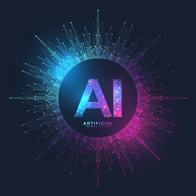 Vector efecto del plexo del logotipo de inteligencia artificial. concepto de inteligencia artificial y aprendizaje automático.