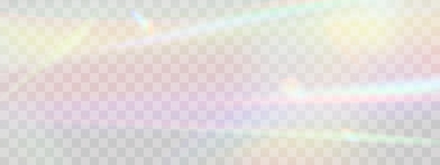 Efecto del prisma de la lente de luz en el fondo transparente Reflexión holográfica sombra de fuga de destello de cristal